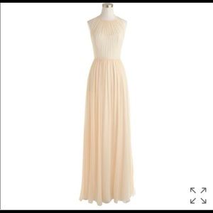 J Crew Megan Long Dress Silk Chiffon Champagne